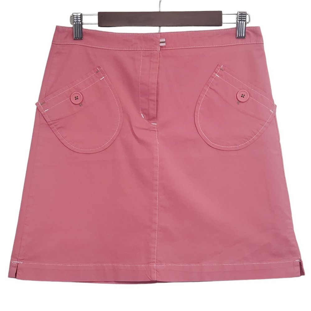 Anthropology Sitwell Womens Pink Skirt white Stitching w/Pockets SZ 4